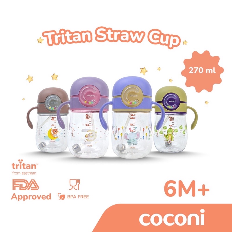 Coconi Tritan Straw Cup 270ml / Botol Minum Anak