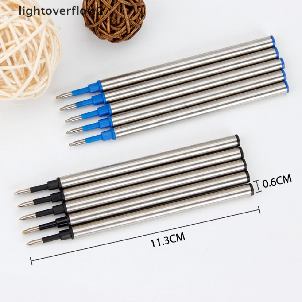 (lightoverflow2) 5pcs Refill Pulpen Tinta Gel Biru Bahan Metal