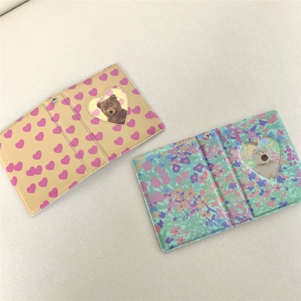 Ins Buku Album Foto / Kartu Mini 3 &quot;Motif Beruang / Bunga / Hati Untuk Koleksi