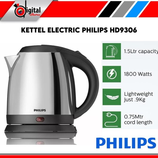 Kettel Electric Philips HD9306 Daily Collection Kettle 1.5L Hitam