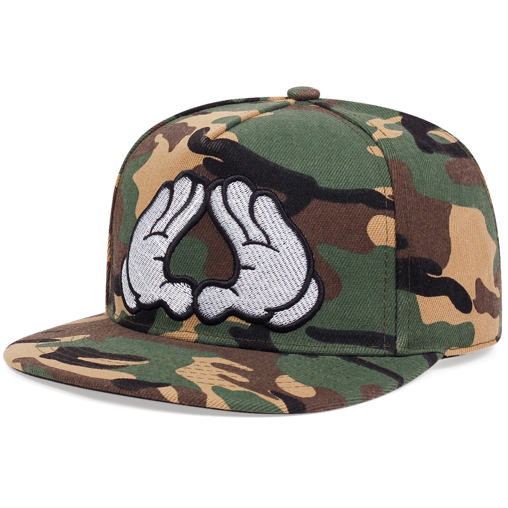 Topi snapback Adjustable Motif camouflage Gaya Hip Hop Untuk pria Dan Wanita