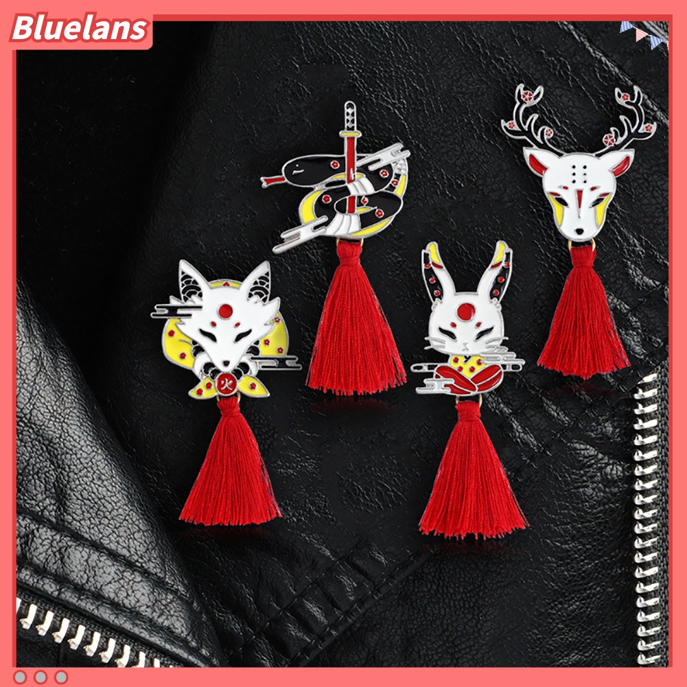 Bros Pin Enamel Bentuk Rusa Rubah Kelinci Aksen Rumbai Untuk Unisex