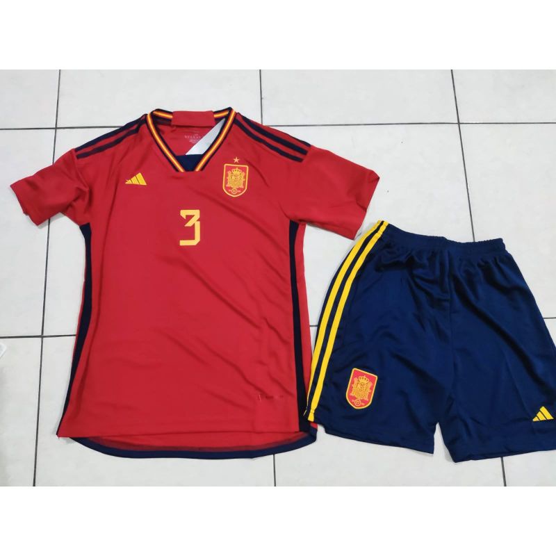 JERSEY BAJU BOLA ANAK SPANYOL HOME KIDS 2022 WORLD_CUPP GRADE ORI