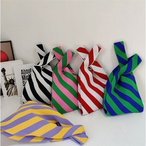 Strippy totebag korean  / totebag knit