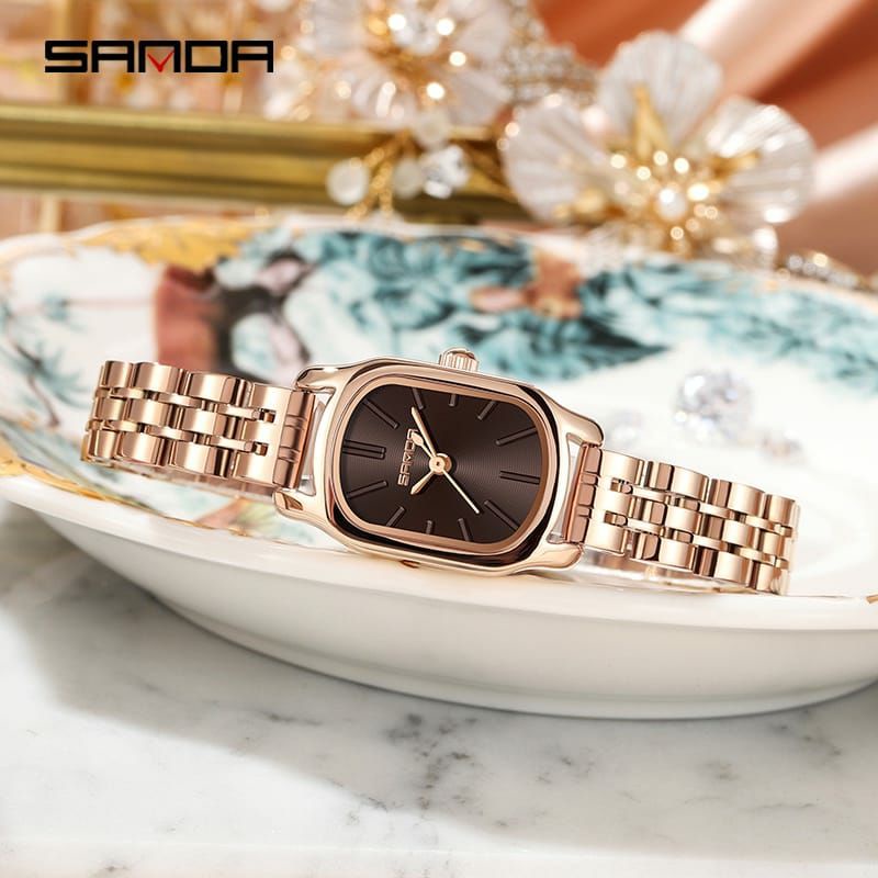 NEW SALE! SANDA P1104 Jam Tangan Wanita Analog Tali Kulit Stainless Steel Quartz