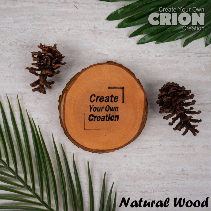 Tatakan Gelas Kayu Crion Custom Tulisan / Logo Sendiri - Wood Coaster