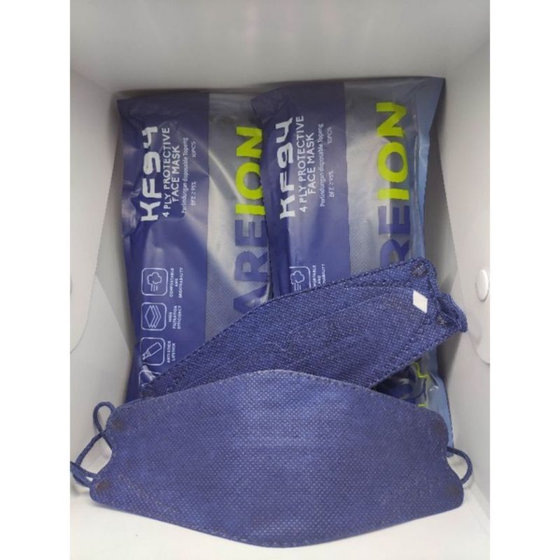 KF94 MASKER FACEMASK MOUSON / CAREION / ONCARE 4PLY ISI 10 PCS WARNA HITAM - PUTIH-NAVY CAREION / KF94