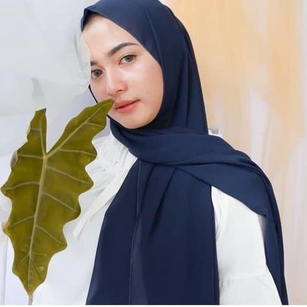PASHMINA DIAMOND HIJAB PANJANG JILBAB SEGI EMPAT POLOS PANJANG - NAVY