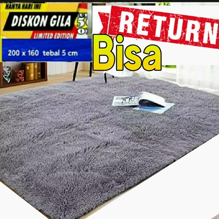 KARPET BULU Karpet bulu rasfur Karpet lantai uk 200 x 160 tebal total 5 cm - Kuning kamar tidur anti