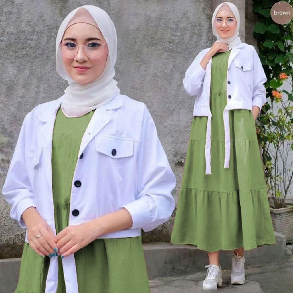 KIRANA SET / Baju Dress Muslimah Kekinian Bahan Shakila / Pakaian Set Baju Muslim Wanita Terbaru 2022