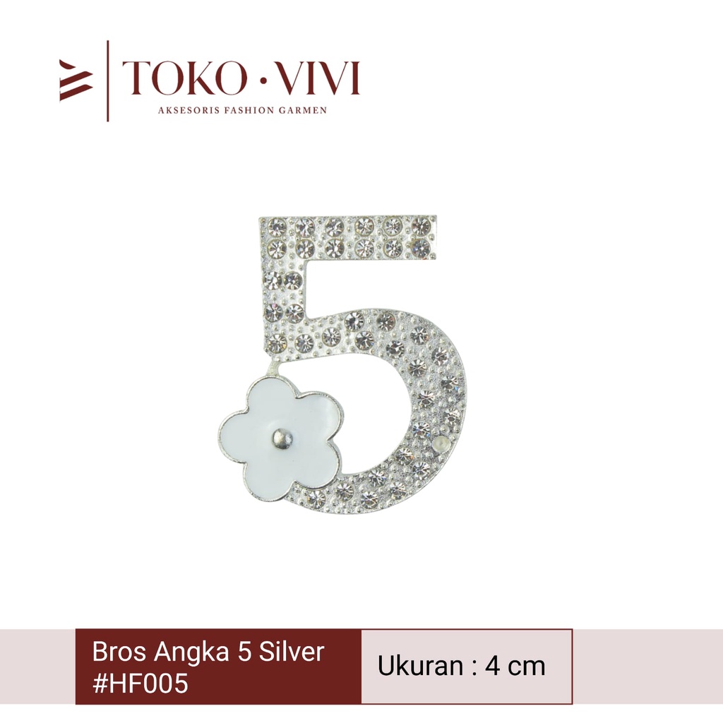 Vivi Bros Angka Lima / Bros Bunga Melati Perak #HF005 (4 cm)