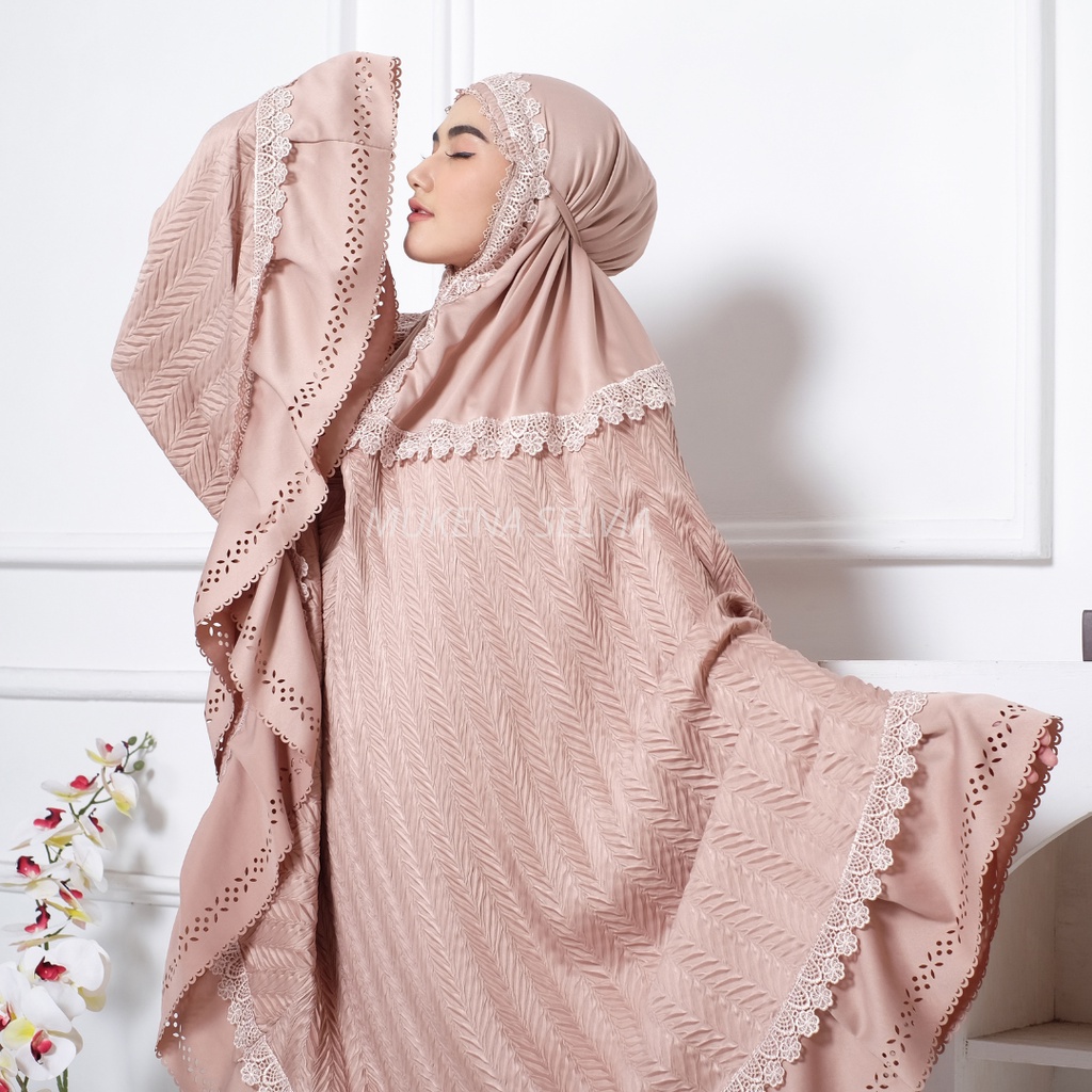 Mukena Dewasa Alesha Plisket Renda Lasercut Mewah