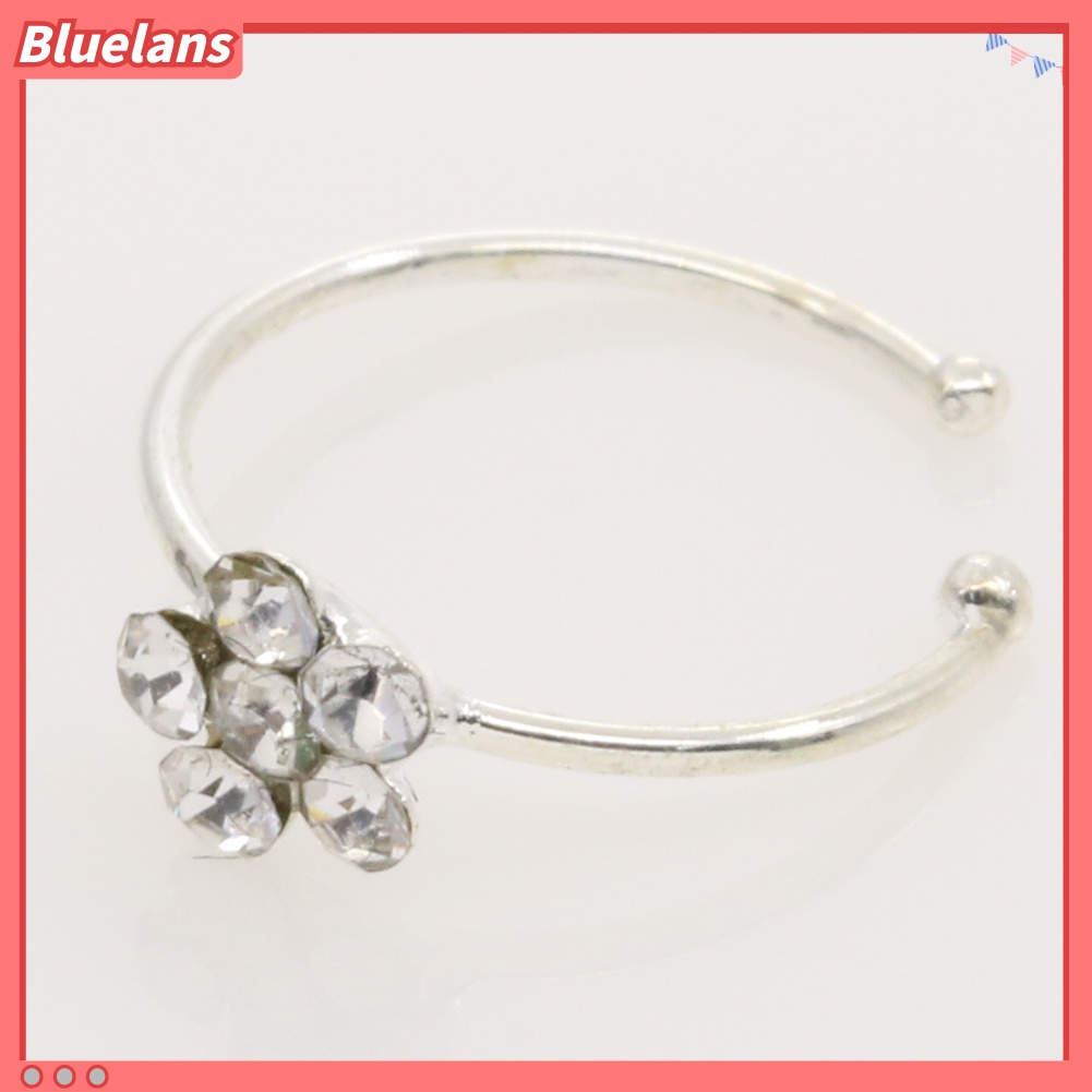 Bluelans Small Thin 5 Rhinestones Flower Nose Hoop Stud Ring Body Piercing Jewelry