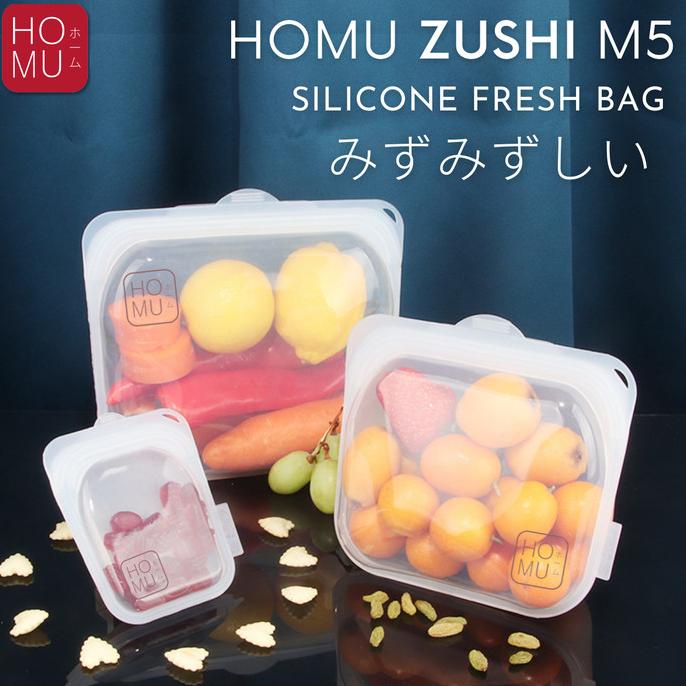 HOMU ZUSHI M5 3PCS SILICONE STANDING POUCH BAG KANTONG SILIKON ZIPLOCK