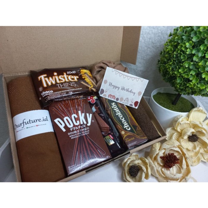 

[COD] Hampers Hijab Mix Snack - Cokelat, Segiempat