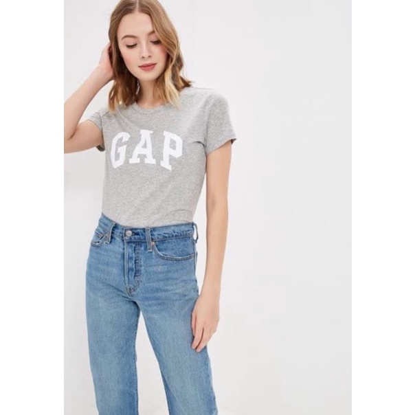 GAP Tshirt Women Grey Heather Short Sleeve Crewneck | Kaos Wanita Murah Original