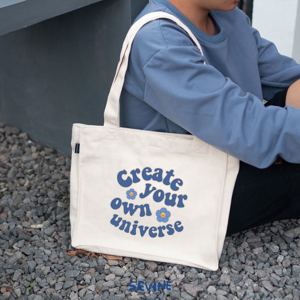 Sevine Totebag Kanvas Daisy Tas Wanita Tote Bag Kantong Laptop Kuliah Sekolah Kerja Quotes Aesthetic - KM