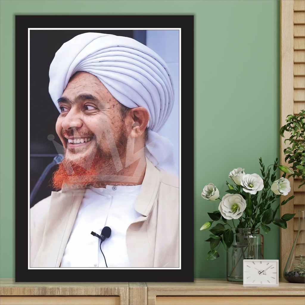 POSTER KAYU Bingkai Poster Habib Umar bin Hafidz  Poster Ulama Dan Habaib  Foto Ulama  Foto Habib  P
