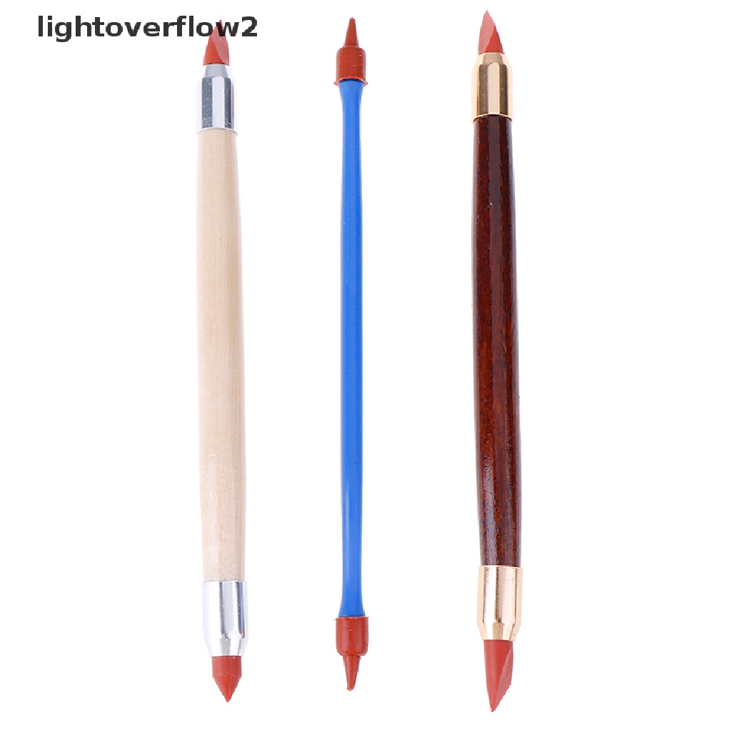 (lightoverflow2) 3pcs / Set Pena Karet Silikon Pembentuk Tembikar / Tanah Liat (ID)