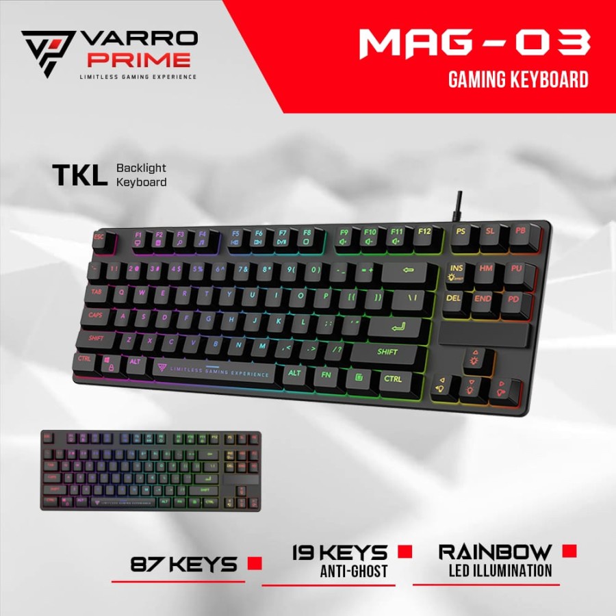 VARRO MAG-03 RGB LED Backlit Keyboard TKL MAG 03