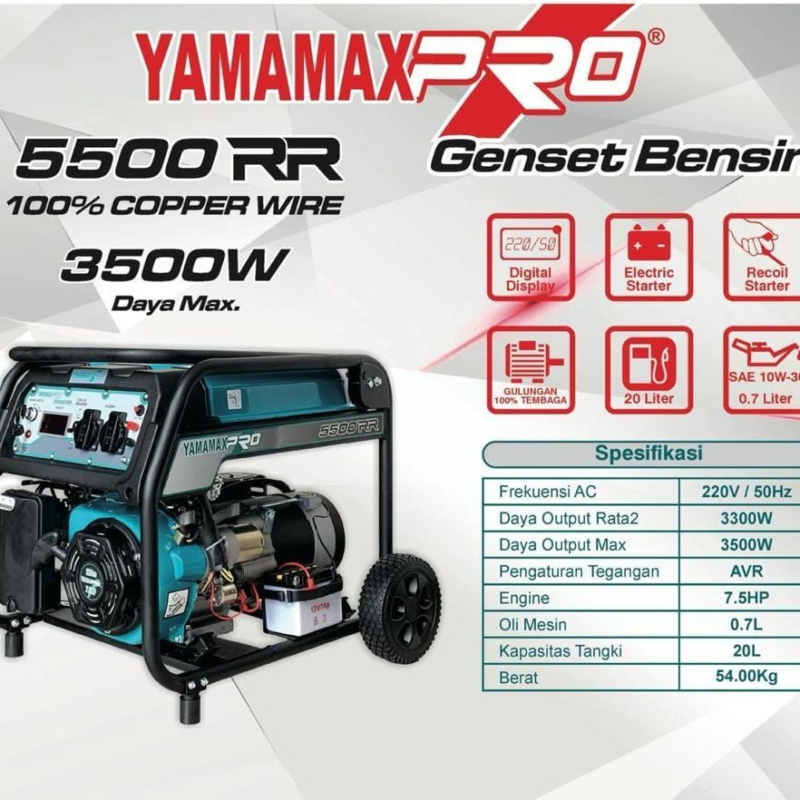 GENSET YAMAMAX PRO 5500 RR 3500 Watt generator listrik full TEMBAGA