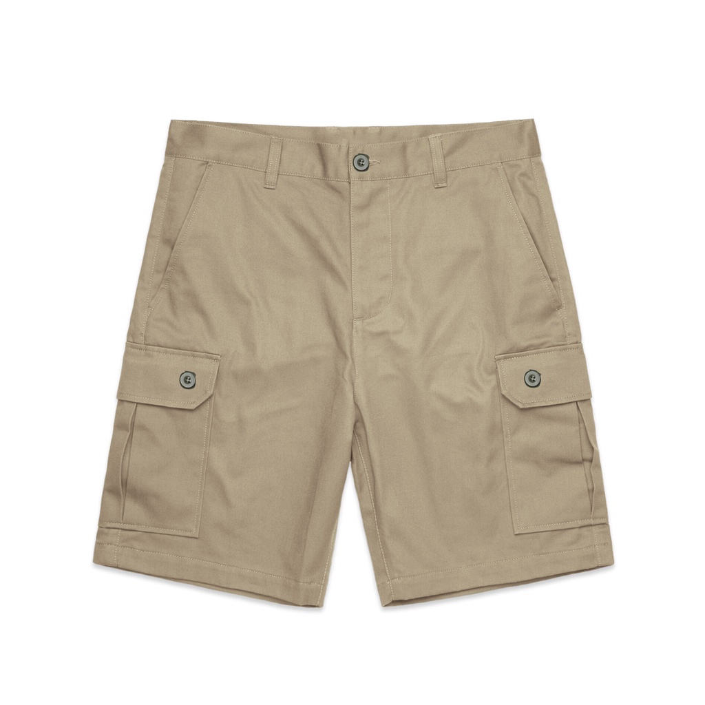 Celana Cargo Pendek Pria Polos Warna Mocca Bahan Twill Scotch Ukuran S-XL Kasual