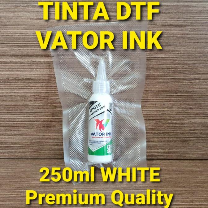 

DTF White Vator Ink 250ml Tinta Putih Transfer Film Sablon Powder Glue