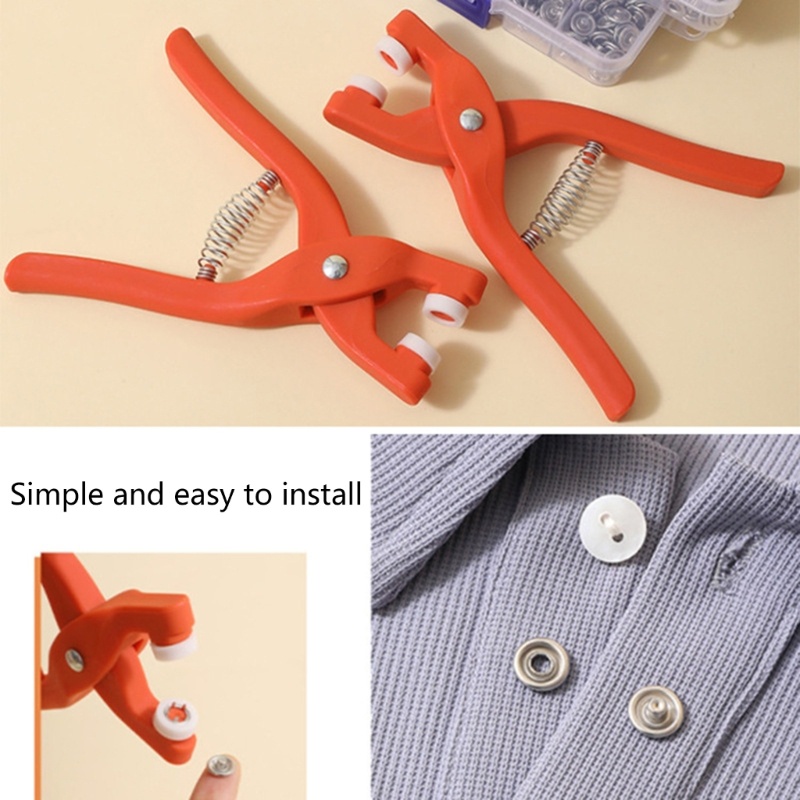 50 Set Kancing Snaps Bahan Metal Dengan Tang Pengencang Untuk Kerajinan Pakaian Topi Jahit