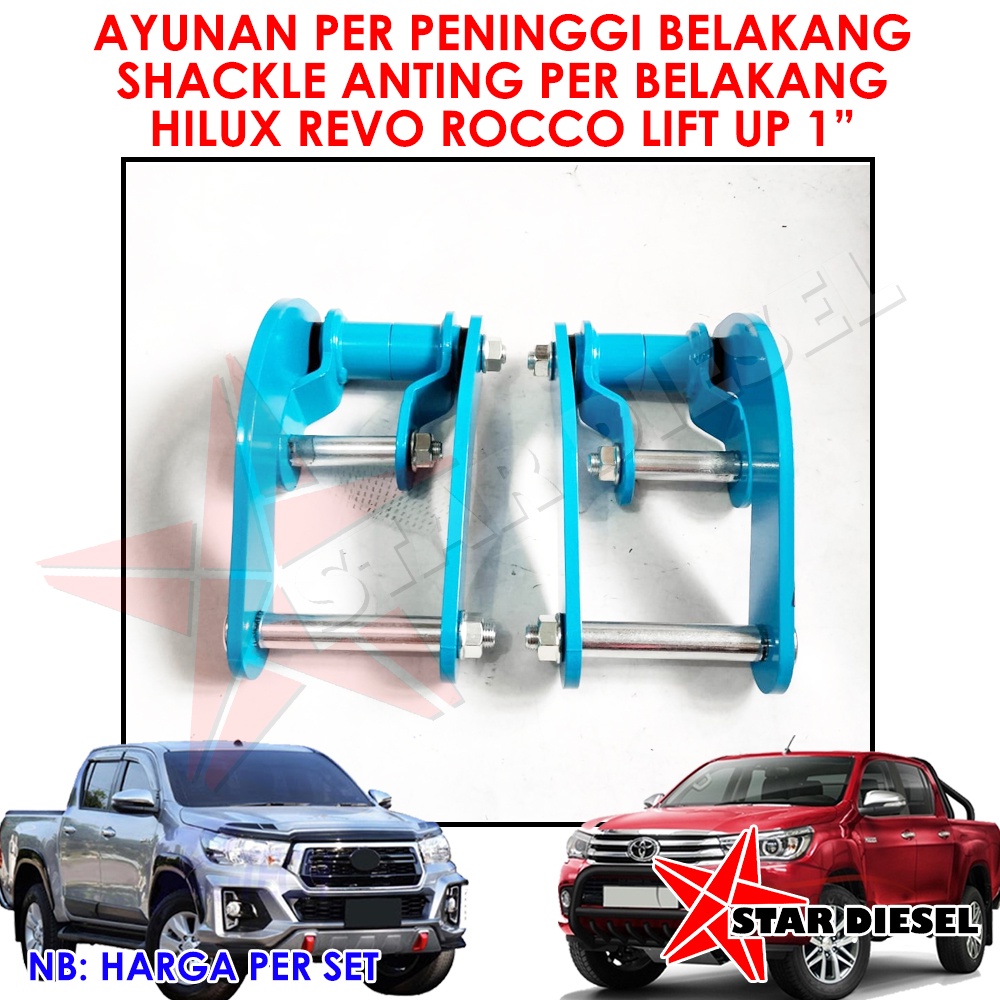 PENINGGI ANTING PER DAUN BELAKANG SHACKLE LIFT KIT 1 INCHI PENINGGI BELAKANG HILUX REVO HILUX ROCCO