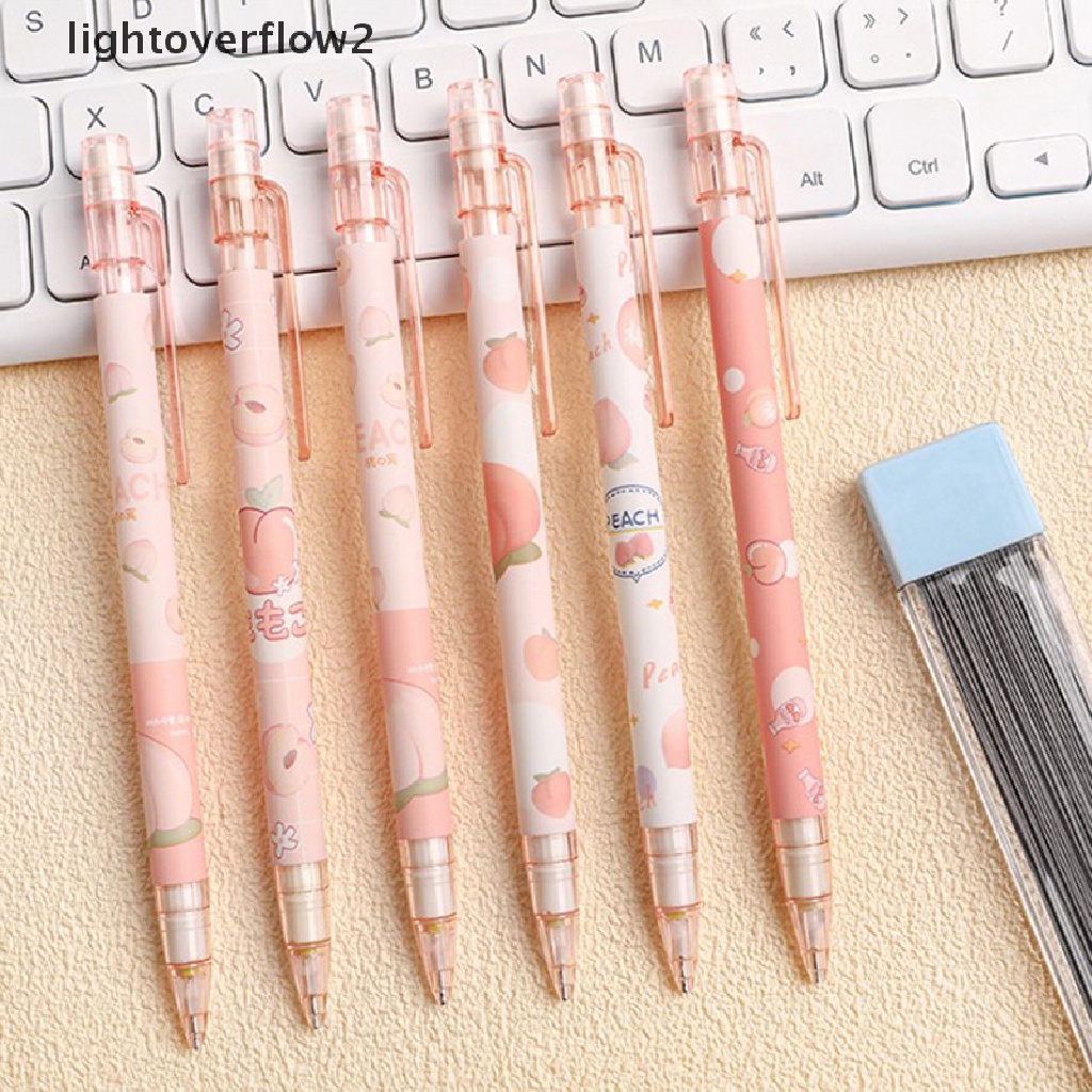 (lightoverflow2) Pensil Mekanik 0.5mm Motif Buah Persik Kartun Lucu Untuk Alat Tulis Sekolah