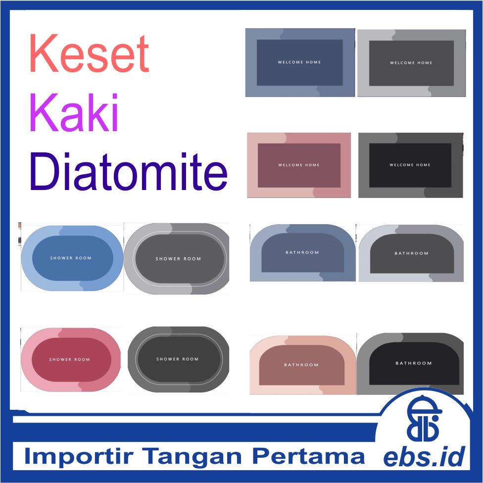 𝗘𝗕𝗦 ✅ KS003 Keset Kaki (Tanpa Kemasan) Bahan Diatomite Anti Slip Simple Polos 40x60CM Alas Lantai Keset Kamar Mandi Import Murah