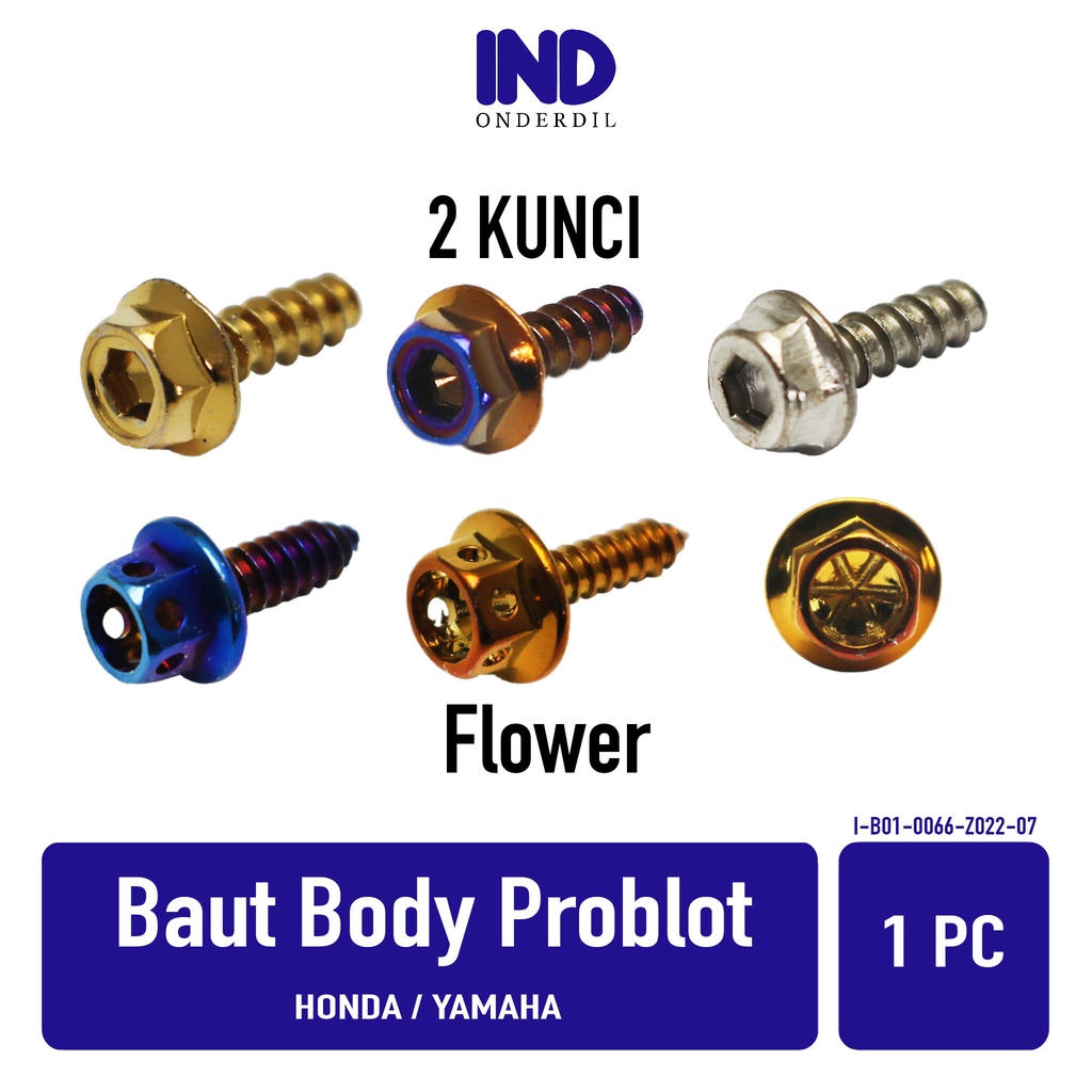 Baut-Baud Body-Bodi Cover Probolt 2 Kunci-Flower Variasi Honda M5x16-M4x16-5x16-4x16 5 x 16-4 x 16 1 Pc-Satuan