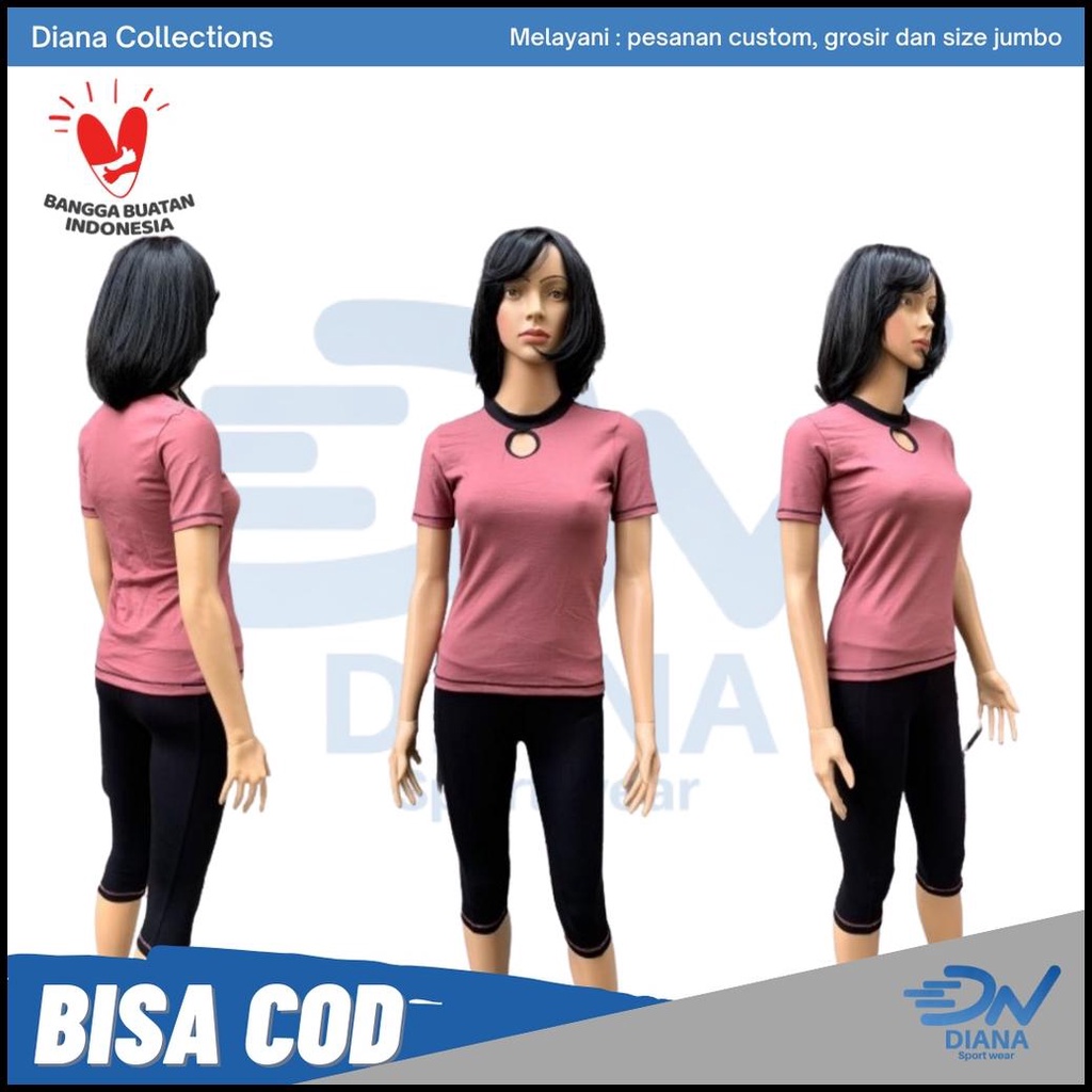Setelan Olahraga Wanita | Baju Senam Dan Celana 3Per4 Wanita | Set Baju Senam Aerobic Cewek | Senam 