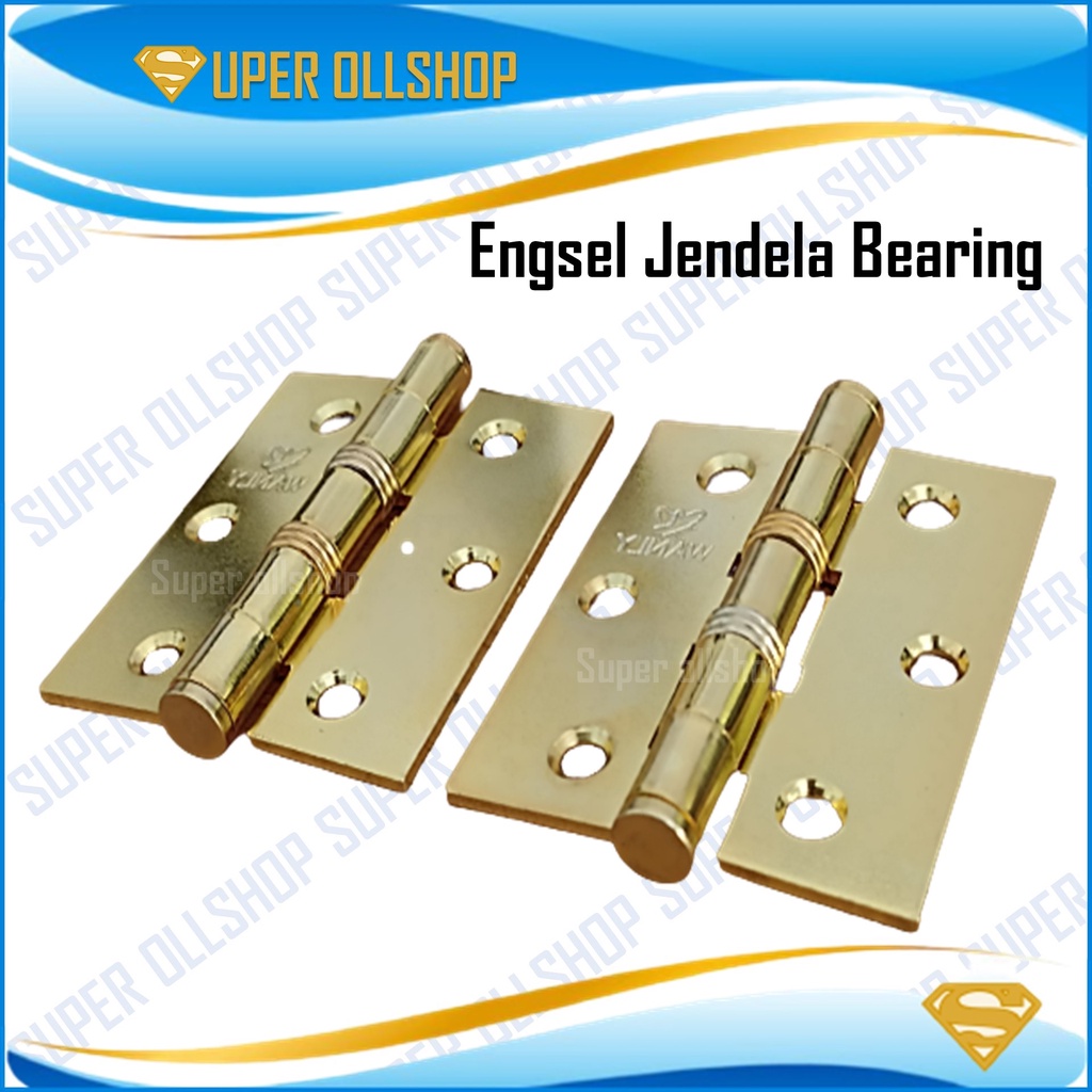 Engsel Jendela 3 Inch Bearing Tebal Silver Kuning Hinges Pintu Rumah Kamar Kayu Murah
