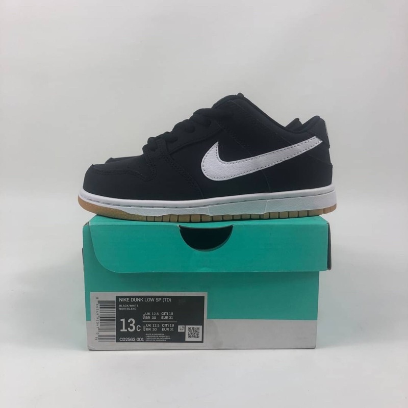 SEPATU ANAK NIKE SB DUNK LOW PRO ISO SKATE KIDS-BLACK-WHITE-GUM LIGHT BROWN