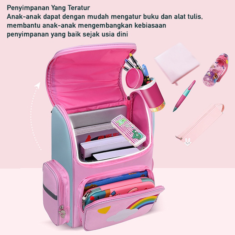 LNR Shop S-003 S-007 S-009 S-010 Tas Ransel Punggung Untuk Anak Perempuan Sekolah TK - SD Kelas 1 2 3 4 5 6 Ransel School Bag Anak Tahan Air Bahan Polyester Ringan Lembut Sekolah Dasar Taman Kanak Cewek Playgroup Pre-K K1 K2 Kindergarten Tas Punggung