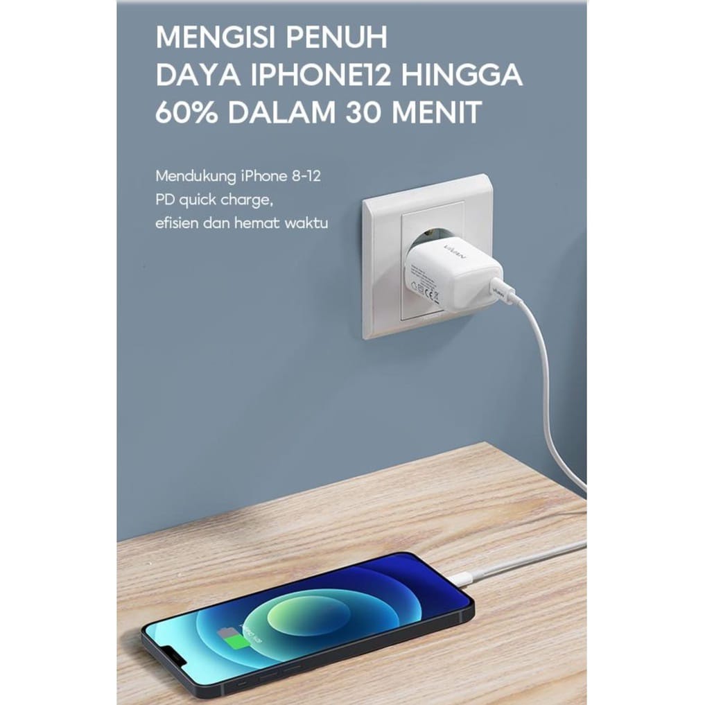 KABEL DATA VIVAN KCL100S TYPE C TO LIGHTNING 20W FAST CHARGING GARANSI RESMI