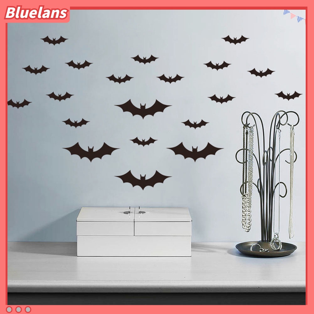 20 Pcs Stiker Dinding Decal Desain Kelelawar Halloween Tahan Air Dapat Dilepas Untuk Dekorasi Rumah
