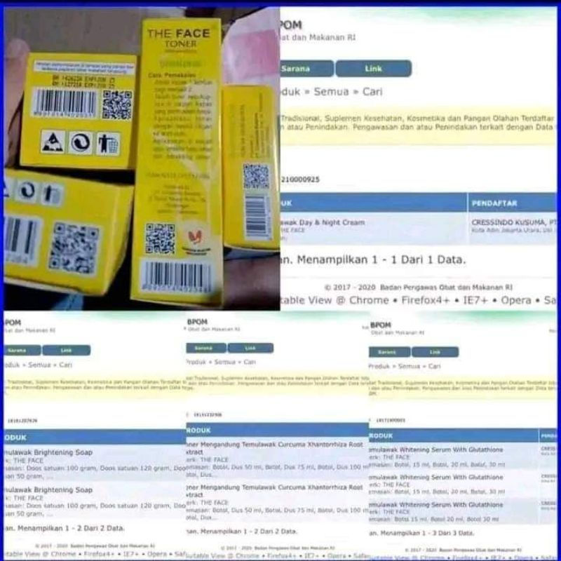 THE FACE PAKET CREAM TEMULAWAK ORIGINAL BPOM KOMPLIT ISI 5  -