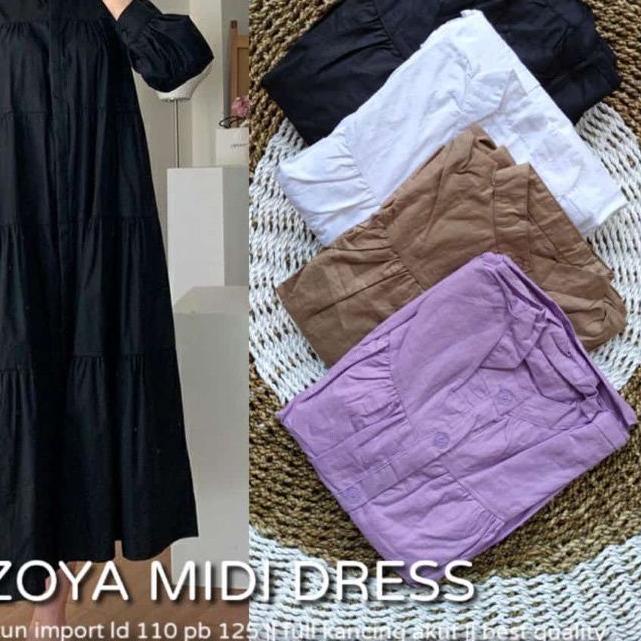 GAMIS ZOYA MIDI DRESS FULL KANCING DEPAN /DRESS KANCING /ZOYA MIDI DRESS (BISA )