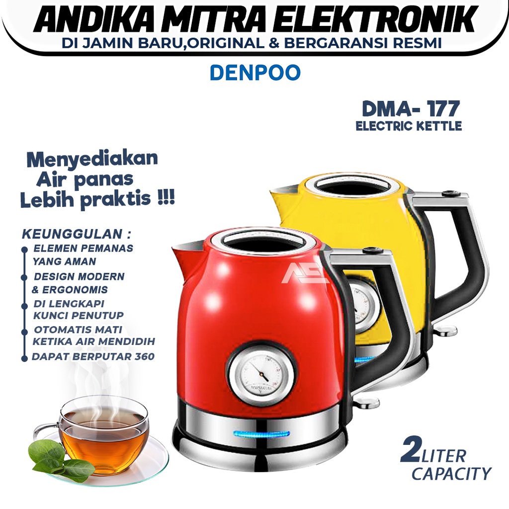 Electric Kettle DMA 177 New Kapasitas 2 Liter Anti Karat dan Hemat