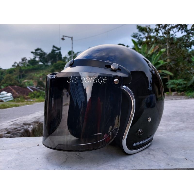 HELM BOGO DEWASA HELEM BOGO CLASSIC HELM BOGO RETRO PRIA WANITA KACA DATAR SNI