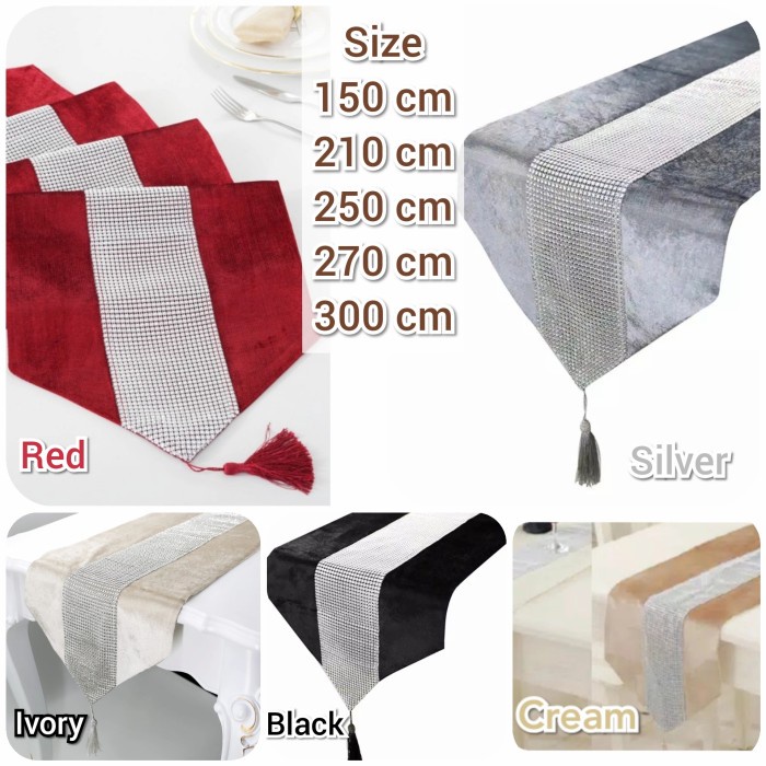Taplak Table Runner Taplak Meja Panjang Mewah Beludru 150 180 210 250 Cm