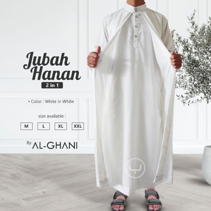 BAHAN PREMIUM / 1 set jubah pria luar dalam, jubah hanan 2 in 1, jubah gamis pria premium bahan
