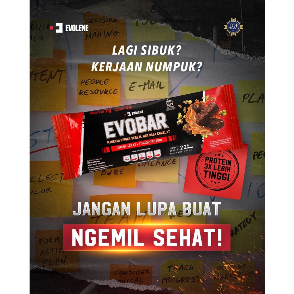 EVOBAR Evolene 1 box isi 12 pcs - Makanan Ringan Sereal Bar Rasa Cokelat Snack Tinggi Protein  EVO BAR EVOLEN EVOLIN EVOLINE SNACK SEHAT