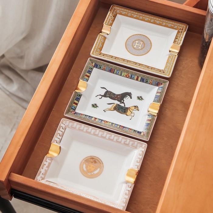 Luxury Gold Hermes H Ashtray / Asbak Mewah Gold Silver / Asbak Keramik