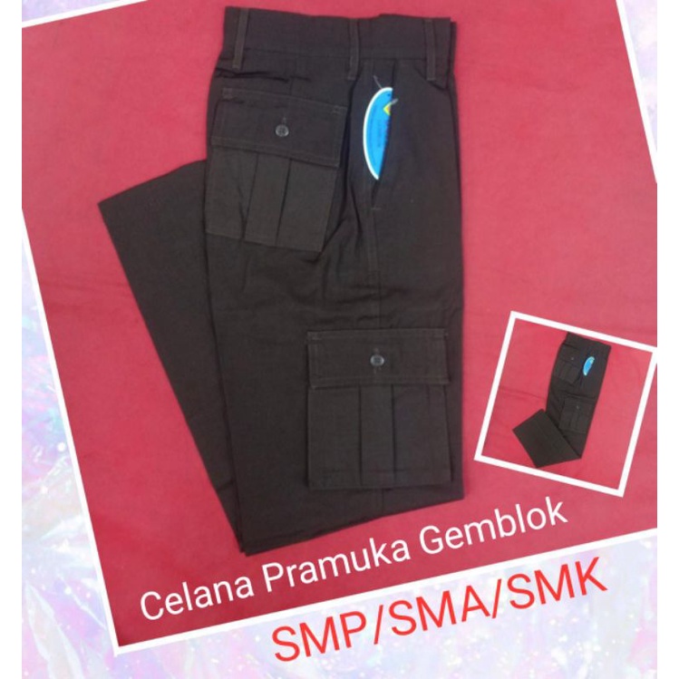 Celana Gemblok SMP/SMA/SMK l Celana Panjang Pramuka Gemblok Merk Seragam