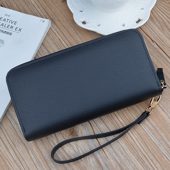 DOMPET PANJANG WANITA IMPORT MUAT HP KULIT HITAM REGATA PREMIUM BESAR 2 RESLETING KARTU KOREA KOIN FASHION REMAJA WA591B5 KEKINIAN BRANDED  CEWEK BATAMMURAH