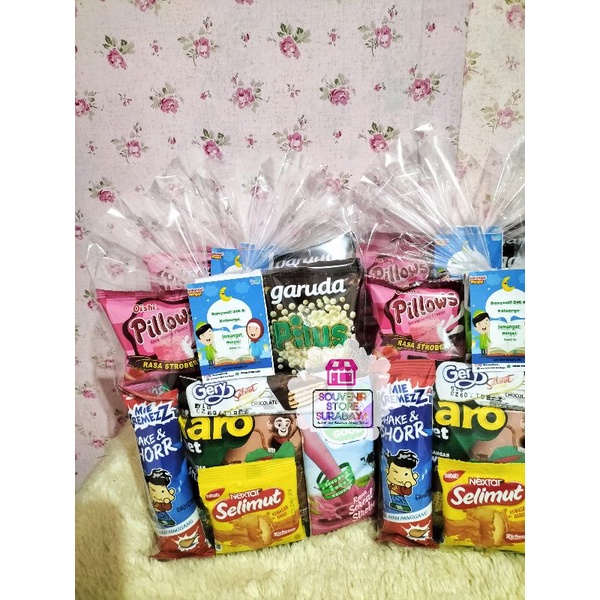 Snack ultah polos || Paket snack kemas simple || Snack ultah hemat || Snack murah || Bingkisan ultah anak