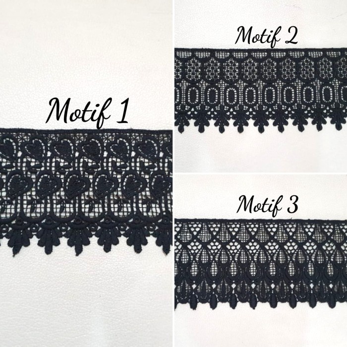 Bordir Renda Giper Bordir Lebar 12 Cm - Hitam (15 Yard)